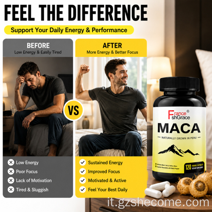 Shecome Maca Capsule Capsule di radice di maca senza glutine